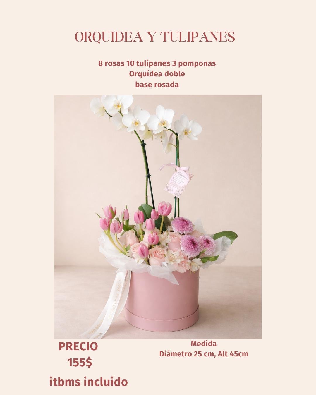 Orquídea y Tulipanes
